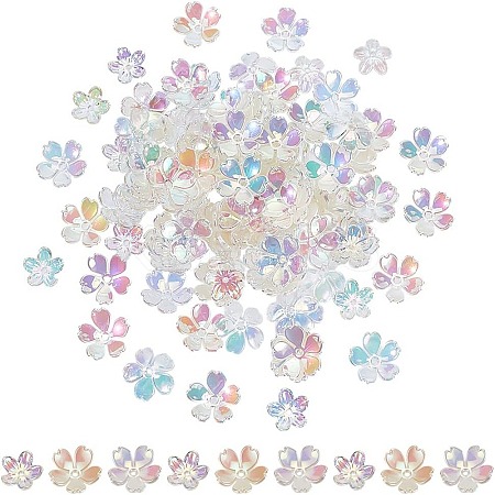 300Pcs 3 Styles Transparent & Opaque Acrylic Flower Bead Caps MACR-AR0001-25-1