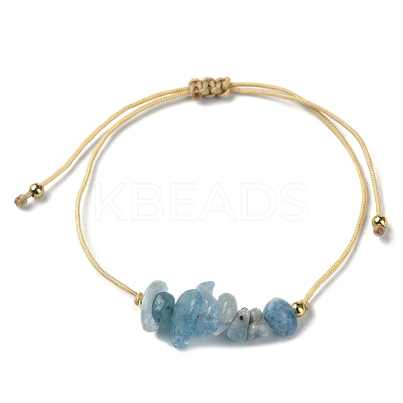 Natural Aquamarine Chips Braided Bead Bracelets BJEW-JB09851-03-1