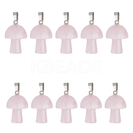 10Pcs Natural Rose Quartz Pendants G-UN0001-18A-1