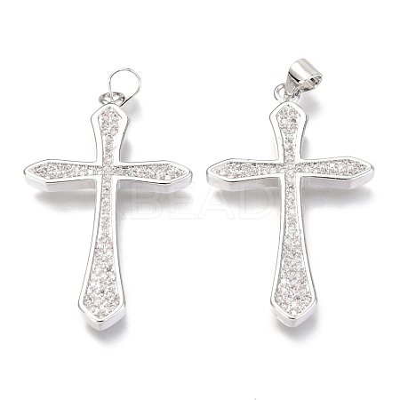 Brass Micro Pave Clear Cubic Zirconia Pendants ZIRC-O038-08P-1