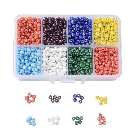 1 Box 6/0 Glass Seed Beads Opaque Colours Lustered Loose Spacer Beads SEED-X0050-4mm-06-1