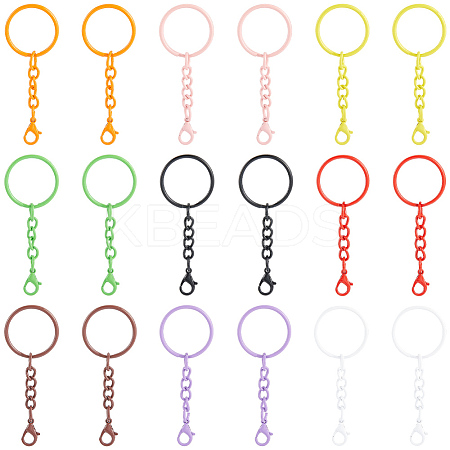 54Pcs 9 Colors Spray Printed Iron Keychain Clasps FIND-SC0022-77-1