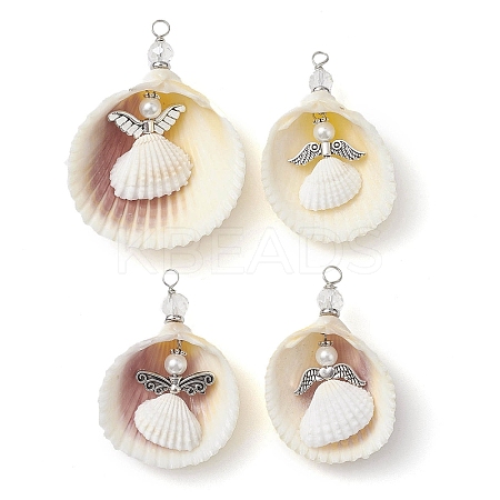 4 Styles Natural Shell Big Pendants PALLOY-JF02637-1