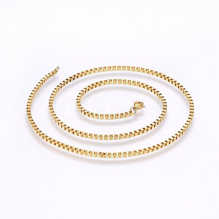304 Stainless Steel Box Chain Necklaces NJEW-F226-05G-03-1