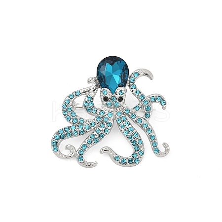 Zinc Alloy Aquamarine Rhinestone Brooch JEWB-C040-01C-P-1