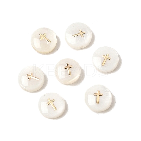 Natural Freshwater Shell Flat Round Beads SHEL-C009-01E-1