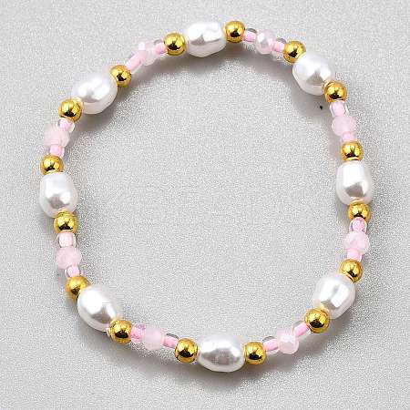 Plastic Pearl Beaded Stretch Bracelets for Women BJEW-WH0016-69D-1
