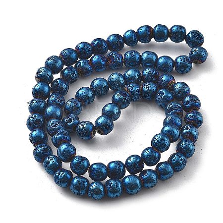 Electroplated Natural Lava Rock Beads Strands G-A251-B01-01E-1