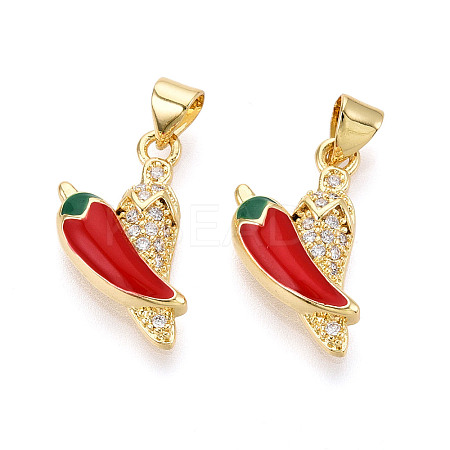 Brass Micro Pave Cubic Zirconia Pendants KK-N265-10G-1