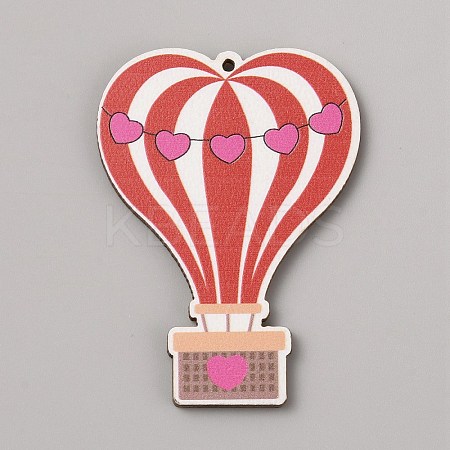 Single Face Printed Heart Wood Big Pendants WOOD-CJC0011-07I-1