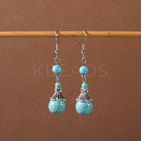 Bohemian tassel turquoise earrings JU8957-8-1