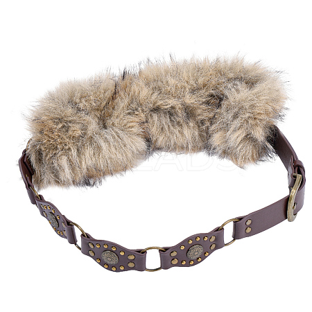 Faux Fur PU Leather Chain Belts AJEW-WH20072-55B-01-1