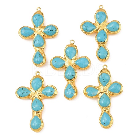 Dyed Synthetic Turquoise Big Pendants KK-H516-20G-1