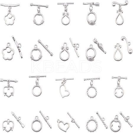 20Sets 10 Style Brass Toggle Clasps KK-FH0002-25-1