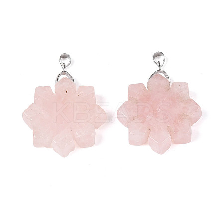 Natural Rose Quartz Pendants G-T144-12C-1