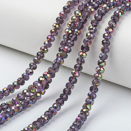 Electroplate Transparent Glass Beads Strands EGLA-A034-T2mm-R17-1