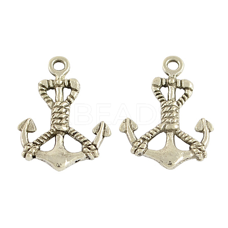 Tibetan Style Alloy Anchor Pendants TIBEP-S264-AS-FF-1