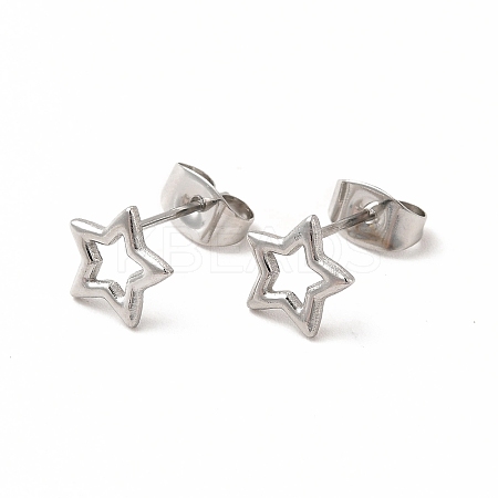 Non-Tarnish 304 Stainless Steel Hollow Out Star Stud Earrings for Women LS-EJEW-C004-05P-1