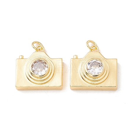 Brass Micro Pave Clear Cubic Zirconia Pendants X-ZIRC-P098-12G-1