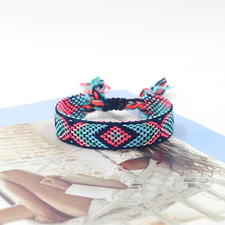 Polyester Braided Rhombus Pattern Cord Bracelet FIND-PW0013-004A-15-1
