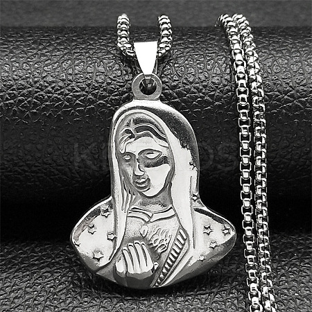 Virgin 201 Stainless Steel Pendant Necklaces for Men Women NJEW-K283-17P-1