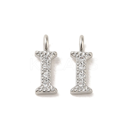 Initial Letter Brass Micro Pave Cubic Zirconia Pendants ZIRC-F008-I-1