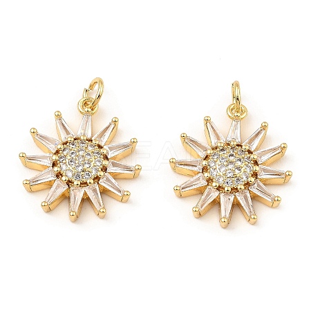 Rack Plating Brass Micro Pave Clear Cubic Zirconia Pendants KK-M253-10G-03-1