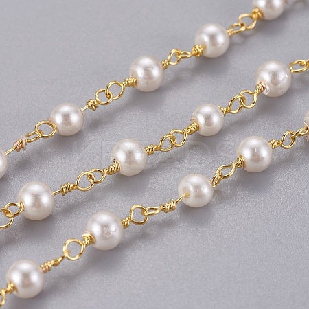 3.28 Feet Handmade Acrylic Imitaion Pearl Beaded Chains X-CHC-K007-H01-1