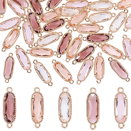 50Pcs 5 Colors Glass Faceted Oval Links Connectors GLAA-GA0002-09B-1