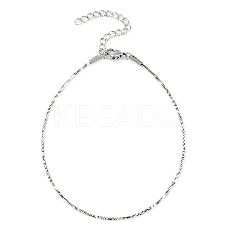 304 Stainless Steel Snake Chain Anklets AJEW-G024-07P-1