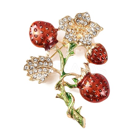 KC Gold Plated Alloy Enamel Strawberry Brooches JEWB-L017-01KCG-01-1