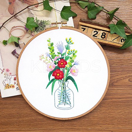 Flower Pattern DIY Embroidery Starter Kits DIY-P077-103-1