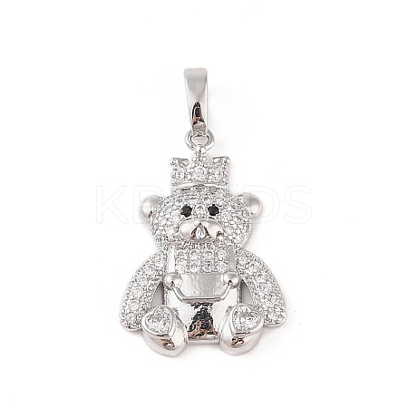 Brass Micro Pave Clear Cubic Zirconia Pendants KK-E111-33P-1