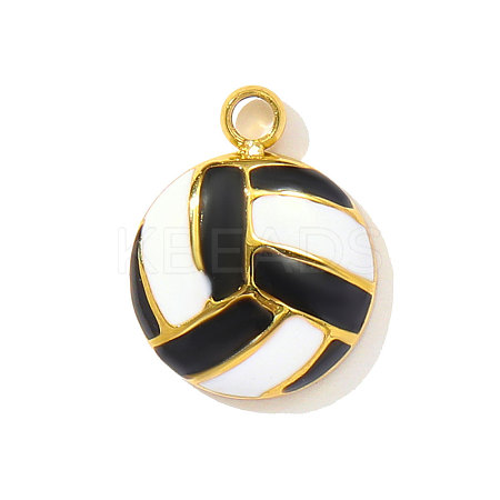 Volleyball Charms 304 Stainless Steel Enamel Pendants STAS-OY004-16G-1