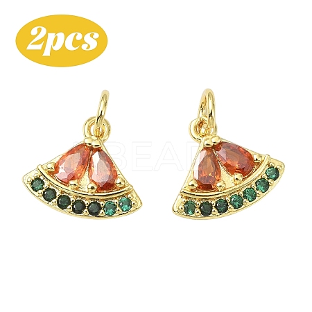 2Pcs Brass Micro Pave Cubic Zirconia Charms KK-YW0003-24C-1