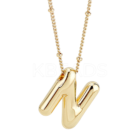 1pc Brass Chain with Alloy Letter Pendants Necklaces NJEW-LP0001-41N-G-1