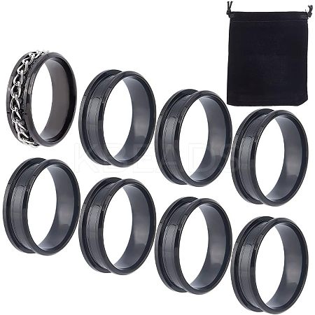 10Pcs Stainless Steel Grooved Finger Ring Settings STAS-UN0039-22B-1