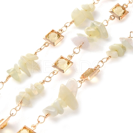 Handmade Brass Glass Square Link Chains CHC-F019-09G-01-1