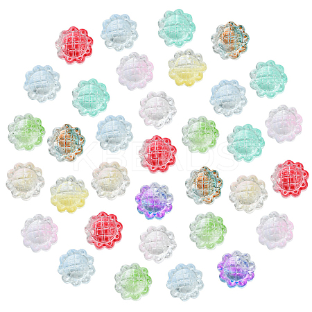 100Pcs Transparent Spray Painted Glass Beads GLAA-CJ0002-26-1