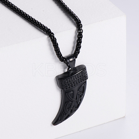 Vintage 304 Stainless Steel Viking Knife Shaped Pendant Punk Necklaces for Men RK3573-3-1