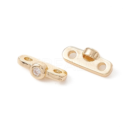 Rack Plating Brass Pave Clear Cubic Zirconia Connector Charms X-KK-G433-04LG-1