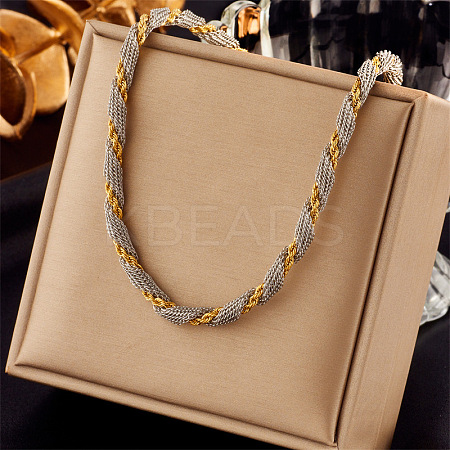 4MM 304 Stainless Steel Rope Chain Necklaces NJEW-Z095-01GP-02-1