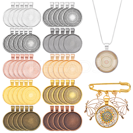 100Pcs 10 Styles Zinc Alloy Pendant Cabochon Settings FIND-PH0024-81-1