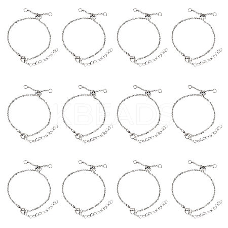 12Pcs 304 Stainless Steel Rolo Chain Slider Bracelet/Bolo Bracelets Making MAK-UN0001-19-1
