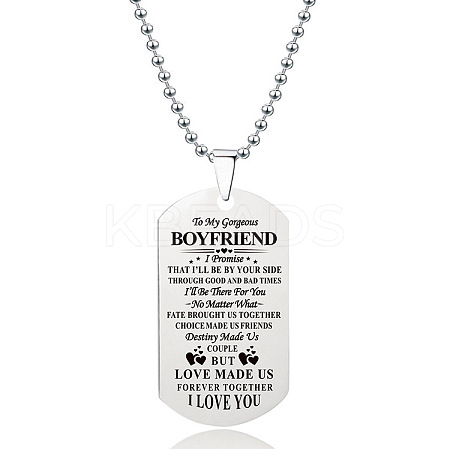 201 Stainless Steel To My Boyfriend Dog Tag Pendant Ball Chain Necklaces FS-WG527E6-36-1