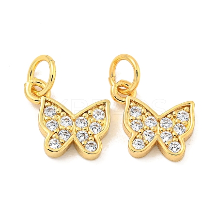 Rack Plating Brass Micro Pave Clear Cubic Zirconia Pendants KK-B093-13B-G-1