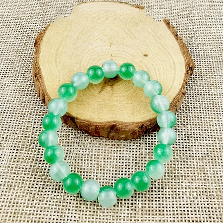 Glass Imitation Natural Agate Round Beaded Stretch Beaded Bracelets WG8D788-09-1