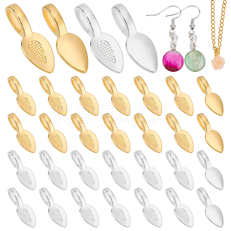 100Pcs 2 Colors Tibetan Style Alloy Glue-on Flat Pad Bails TIBEP-WR0001-02-1