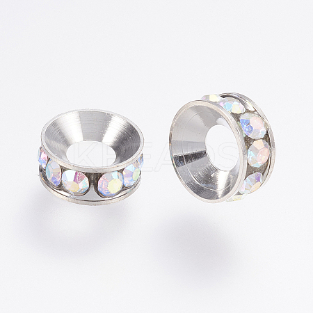 Brass Rhinestone Spacer Beads RB-E511-18-1
