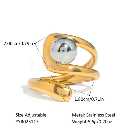 European Style Hollow Design Stainless Steel Beaded Adjustable Open Cuff Rings ZU9443-4-1